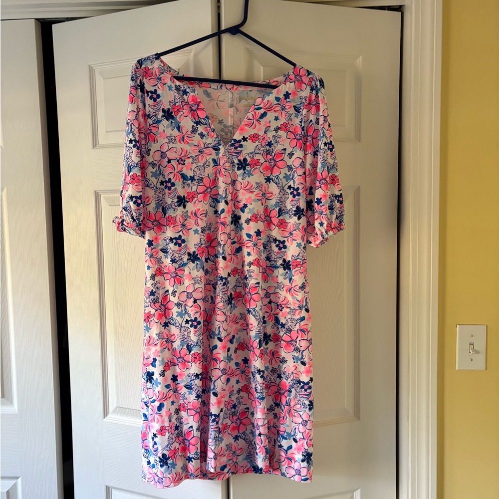 Lilly Pulitzer Pink and Blue Floral Midi Dress